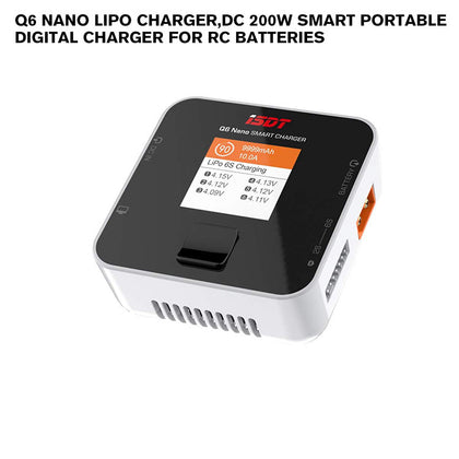 Q6 Nano Lipo Charger,DC 200W Smart Portable Digital Charger for RC Batteries