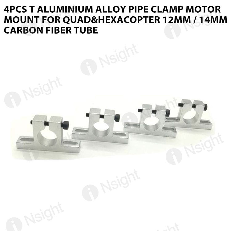 4pcs T Aluminium Alloy Pipe Clamp Motor Mount for Quad&HexaCopter 12mm ...