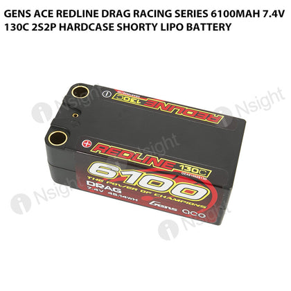Gens Ace Redline Drag Racing Series 6100mAh 7.4V 130C 2S2P HardCase Shorty Lipo Battery