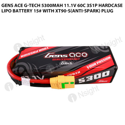 Gens Ace G-Tech 5300mAh 11.1V 60C 3S1P HardCase Lipo Battery 15# With XT90-S(Anti-Spark) Plug