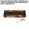 Gens Ace 5000mAh 2S 7.4V 130C HardCase 56# Redline Series Lipo Battery With 5.0mm Bullet