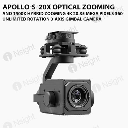 Apollo-S 20X optical zooming and 1500X hybrid zooming 4K 20.35 Mega Pixels 360°Unlimited Rotation 3-Axis Gimbal Camera