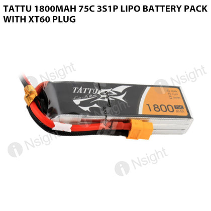 Tattu 1800mAh 3S 75C Lipo Battery Pack With XT60 Plug