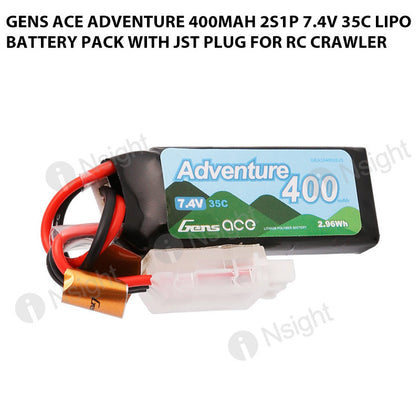 Gens Ace 400mAh 2S 7.4V 35C Adventure Series Lipo Battery Pack With JST Plug For RC Crawler