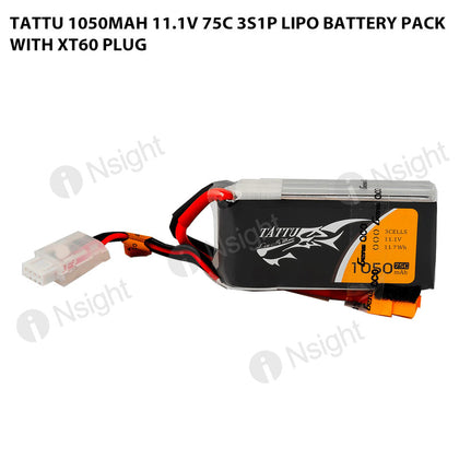 Tattu 1050mAh 3S 75C 11.1V Lipo Battery Pack With XT60 Plug