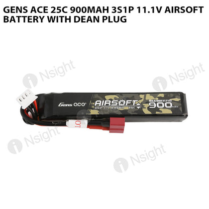 Gens Ace 900mAh 3S 25C 11.1V Airsoft Battery With Dean Plug