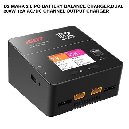 D2 Mark 2 LiPo Battery Balance Charger,Dual 200W 12A AC/DC Channel Output Charger