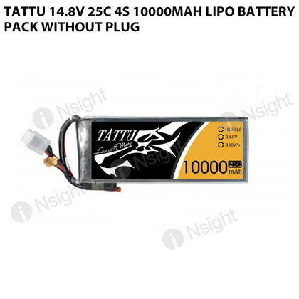 Tattu 14.8V 25C 4S 10000mAh Lipo Battery Pack Without Plug