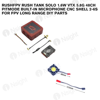 RUSHFPV RUSH TANK SOLO 1.6W VTX 5.8G 48CH PitMode Built-in Microphone CNC Shell 2-6S for FPV Long Range DIY Parts