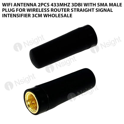 Wifi Antenna 2pcs 433MHz 3dBi with SMA Male Plug for Wireless Router Straight Signal Intensifier 3cm Wholesale
