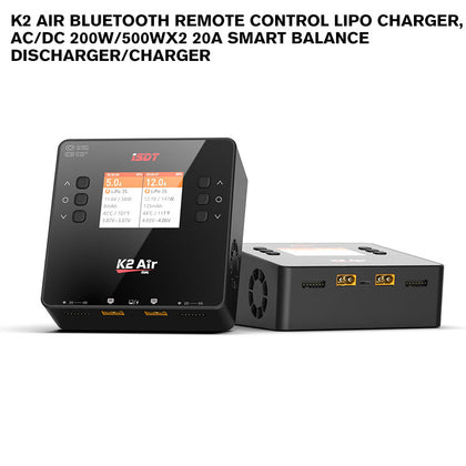 K2 Air Bluetooth Remote Control Lipo Charger,AC/DC 200W/500Wx2 20A Smart Balance Discharger/Charger