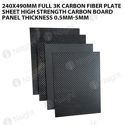 240x490mm Full 3K Carbon Fiber Plate Sheet High Strength Carbon Board Panel Thickness 0.5mm-5mm