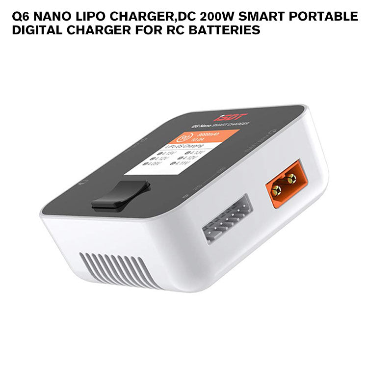 Q6 Nano Lipo Charger,DC 200W Smart Portable Digital Charger for RC Batteries