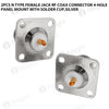 2pcs N type female jack RF coax connector 4-hole panel mount with solder cup,silver