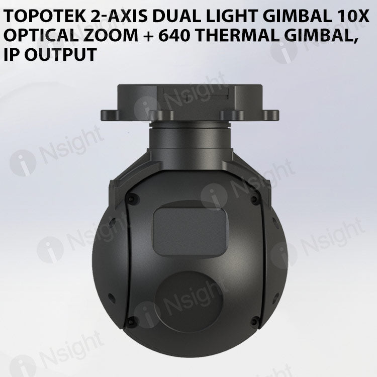 Topotek 2-Axis Dual light gimbal 10X Optical zoom + 640 Thermal gimbal, IP output