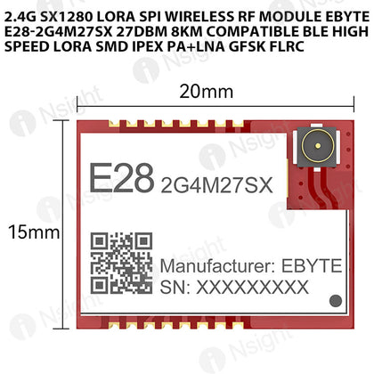 2.4G SX1280 Lora SPI Wireless RF Module EBYTE E28-2G4M27SX 27dbm 8KM Compatible BLE High Speed Lora SMD IPEX PA+LNA GFSK