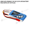 Gens Ace 450mAh 2S 45C 7.4V Lipo Battery Pack With JST-SYP Plug