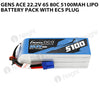 Gens Ace 22.2V 6S 80C 5100mah Lipo Battery Pack With EC5 Plug