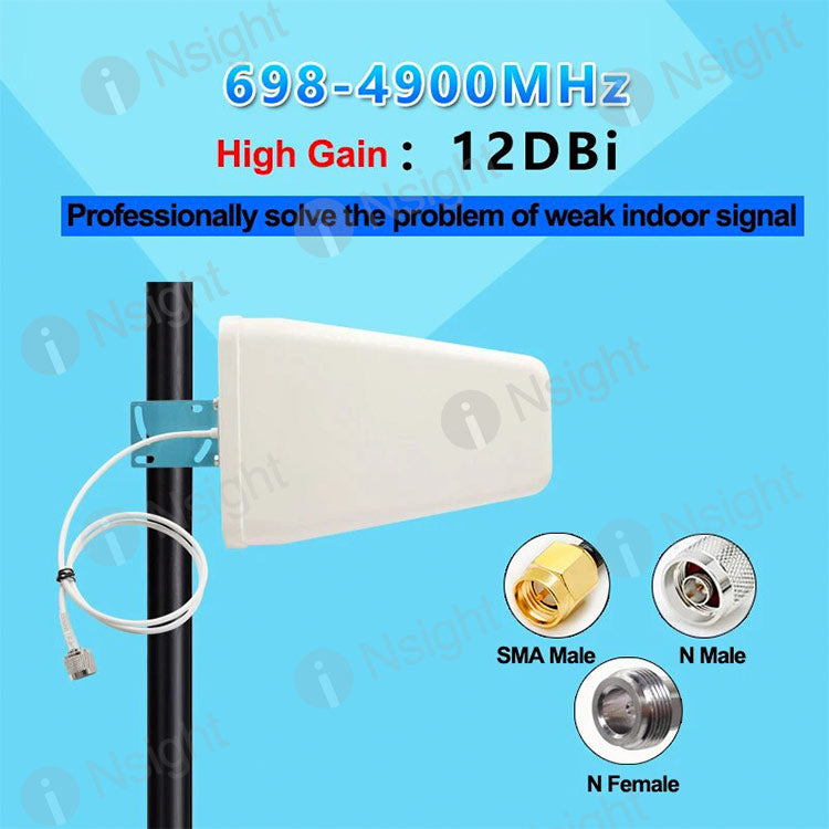 WSOLDMA Antenna Yagi wireless da esterno 2G/3G/4G LTE 12dBi - 698-2700MHz, connettore femmina N con cavo da 0,3 m (antenna e cavo da 5 m WSOLDMA Antenna Yagi wireless da esterno 2G/3G/4G LTE 12dBi - 698-2700MHz, connettore femmina N con cavo da 0,3 m (antenna e cavo da 5 m