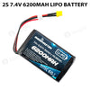 2S 7.4V 6200mAh Lipo Battery