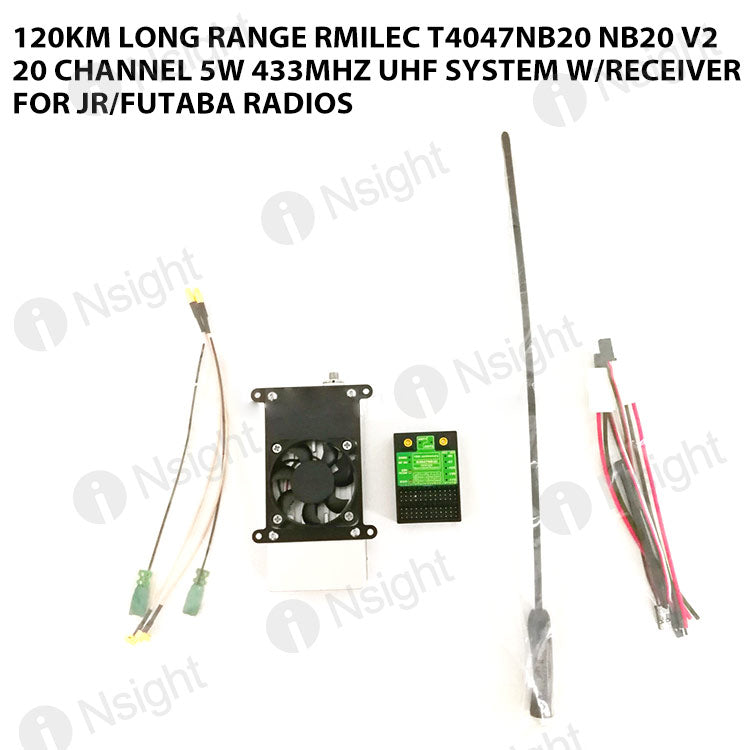 120KM Long Range RMILEC T4047NB20 NB20 V2 20 Channel 5W 433Mhz UHF System w/Receiver for JR/Futaba Radios
