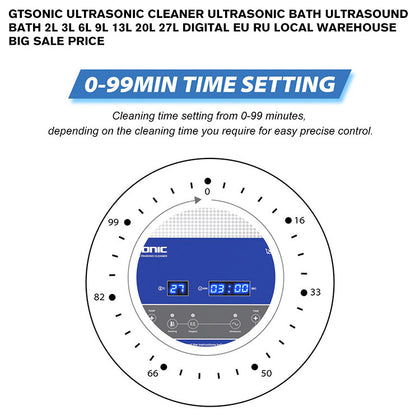 GTSONIC Ultrasonic Cleaner Ultrasonic Bath Ultrasound Bath 2L 3L 6L 9L 13L 20L 27L Digital EU RU Local Warehouse Big Sale Price