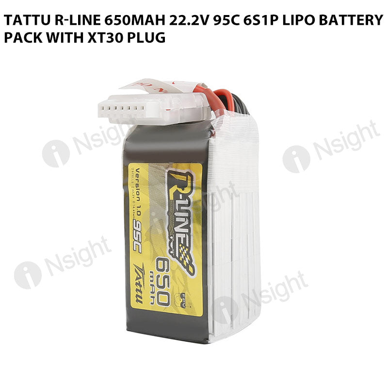 Tattu 650mAh 6s 95C 22.2V R-Line Lipo Battery Pack With XT30 Plug ...
