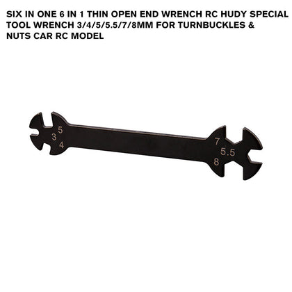 Six In One 6 In 1 Thin Open End Wrench RC Hudy Special Tool Wrench 3/4/5/5.5/7/8MM For Turnbuckles & Nuts Car Rc Model