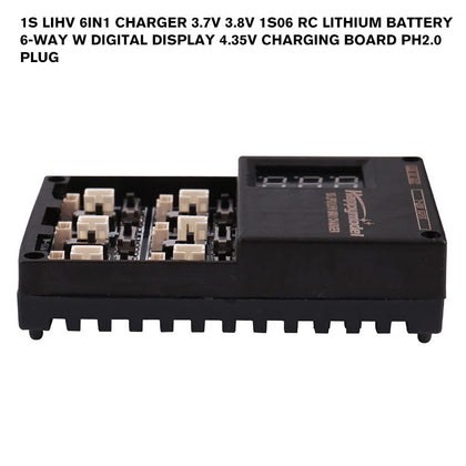 1S LIHV 6in1 Charger 3.7V 3.8V 1S06 RC lithium Battery 6-way w Digital Display 4.35v Charging Board PH2.0 Plug