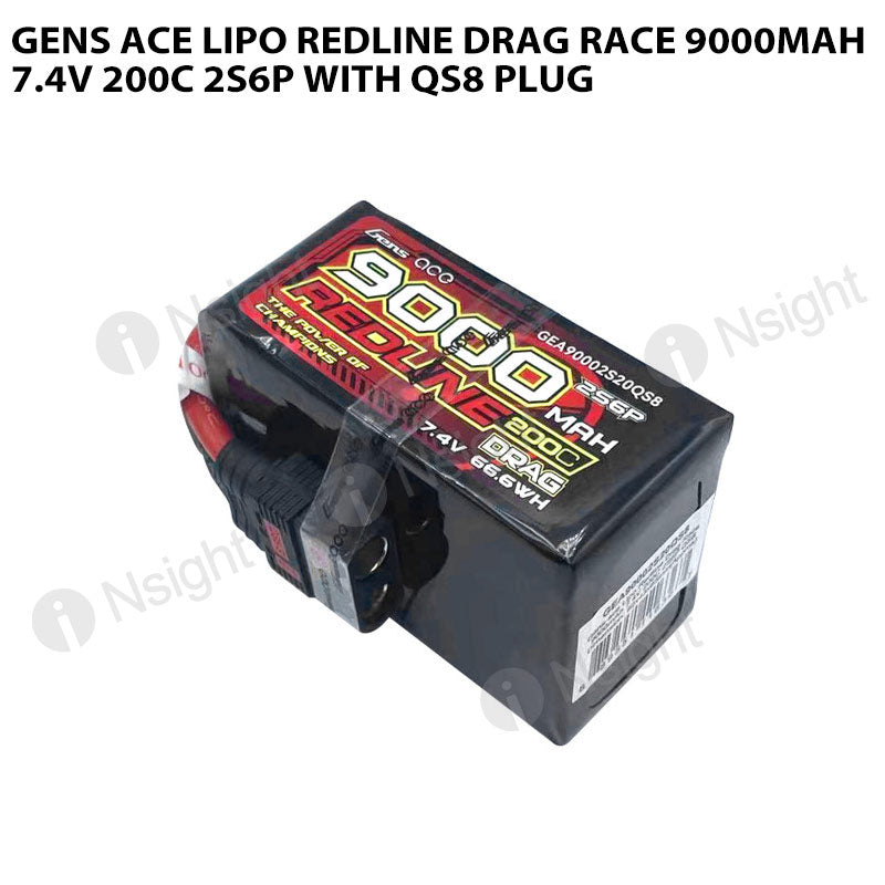 Gens Ace Lipo Redline Drag Race 9000mAh 7.4V 200C 2S6P With QS8 Plug ...