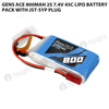 Gens Ace 800mAh 2S 7.4V 45C Lipo Battery Pack With JST-SYP Plug