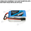 Gens Ace 2500mAh 7.4V 2S2P Hump RX Lipo Battery Pack With JR-3P Plug