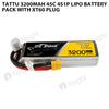 Tattu 3200mAh 4S 45C 14.8v Lipo Battery Pack With XT60 Plug