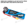 Gens Ace 1450mAh 6S 45C 22.2V G-Tech Lipo Battery Pack With XT60 Plug