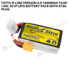 Tattu 1400mAh 4S 130C 14.8V R-Line Version 4.0 Lipo Battery Pack With XT60 Plug