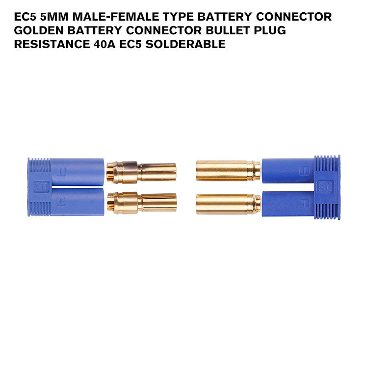 EC5 5mm Male-Female Type Battery Connector Golden Battery Connector Bullet Plug Resistance 40A EC5 Solderable