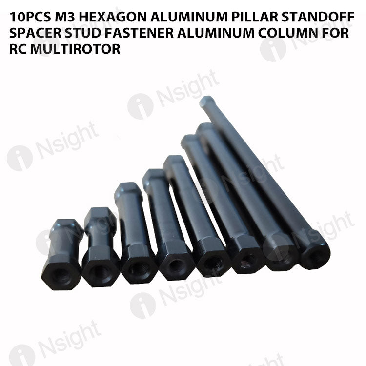 10pcs M3 Hexagon Aluminum pillar Standoff Spacer Stud Fastener Aluminum column for RC Multirotor