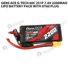 Gens Ace G-Tech 60C 2S1P 7.4V 2200mah Lipo Battery Pack With XT60 Plug