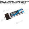 Gens Ace 600mAh 3.7V 45C 1S1P Lipo Battery Pack With JST-PHR Plug