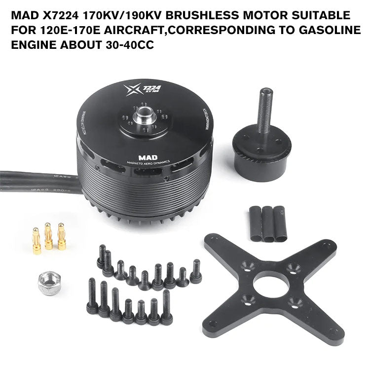 MAD X7224 Brushless Motor Suitable For 120E-170E Aircraft,Corresponding To Gasoline Engine About 30-40CC