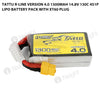 Tattu R-Line Version 4.0 1300mAh 14.8V 130C 4S1P Lipo Battery Pack With XT60 Plug