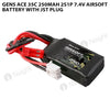 Gens Ace 250mAh 2S 35C 7.4V Airsoft Battery With JST Plug