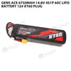 Gens Ace 6750mAh 4S 60C 14.8V Lipo Battery 12# XT60 Plug