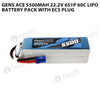 Gens Ace 5500mAh 22.2V 6S1P 60C Lipo Battery Pack With EC5 Plug