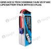 Gens Ace G-Tech 5500mAh 14.8V 4S1P 60C Lipo Battery Pack With EC5 Plug