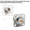 2pcs N type female jack RF coax connector 4-hole panel mount with solder cup,silver