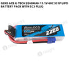 Gens Ace G-Tech 2200mAh 11.1V 60C 3S1P Lipo Battery Pack With EC3 Plug