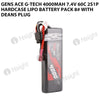 Gens Ace G-Tech 4000mAh 7.4V 60C 2S1P HardCase Lipo Battery Pack 8# With Deans Plug