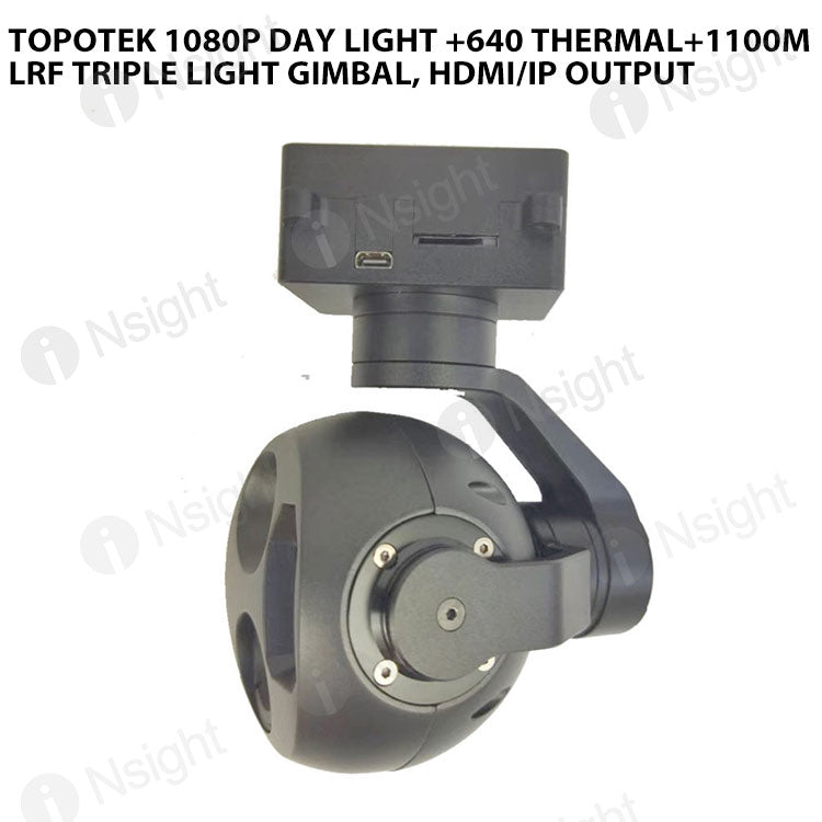 Topotek 1080P Day light +640 Thermal+1100m LRF Triple Light Gimbal, HDMI/IP output