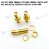 100 pcs SMA female to SMA female with nut bulkhead in serie RF coaxial adapter